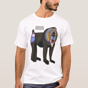 Mandrill cartoon illustratie t-shirt
