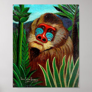 Mandrill in het oerwoud van Henri Rousseau Poster