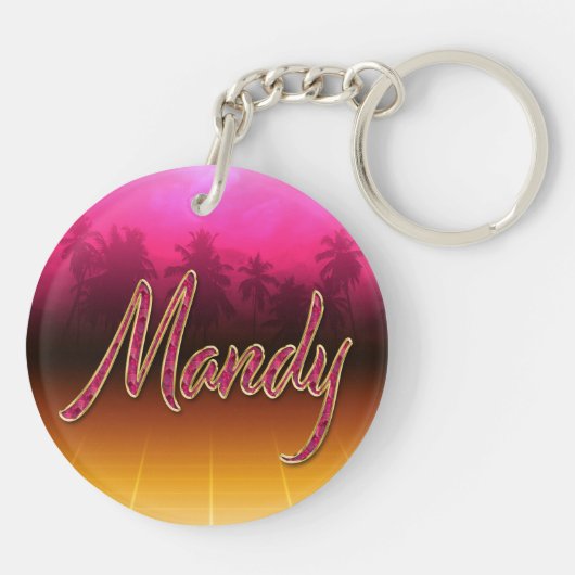 Mandy Prénom Golden rose Porte-clés (Dos)