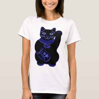 maneki neko blue neon t-shirt