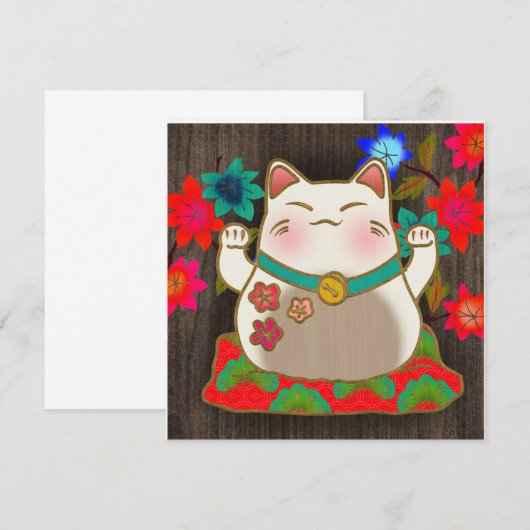 Maneki Neko carte de chat chance (Devant / Derrière)