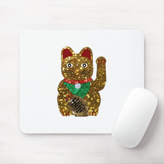 maneki neko cat muismat (Met muis)