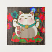 Maneki Neko geluk kattekunst Wandkleed (Voorkant)