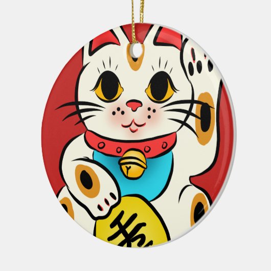 Maneki Neko gelukzalige kattenversiering Keramisch Ornament (Links)
