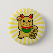 Maneki Neko: Golden Lucky Cat Ronde Button 5,7 Cm (Voorkant)
