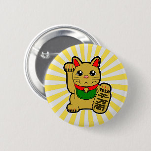 Maneki Neko: Golden Lucky Cat Ronde Button 5,7 Cm