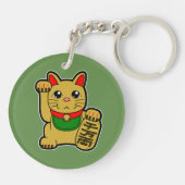 Maneki Neko: Golden Lucky Cat Sleutelhanger (Achterkant)