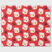 Maneki Neko Good Fortune Lucky Cat Cadeaupapier (Vlak)