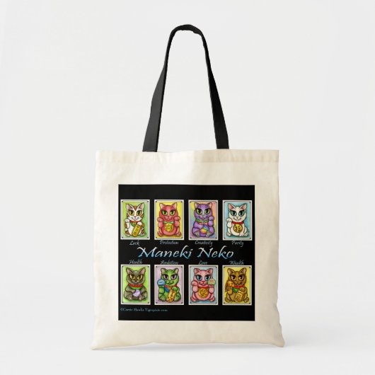 Maneki Neko Good Luck Cats Fantasy Cat Art Bag Tote Bag (Voorkant)