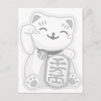 maneki neko gray briefkaart