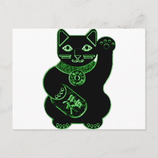 maneki neko green neon briefkaart (Voorkant)