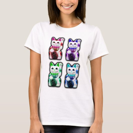 Maneki Neko JAPANESE geld CAT T-shirt (Voorkant)