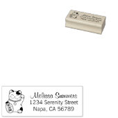 Maneki Neko Japans Lucky Cat Retouradres Rubberstempel (Gestempeld)