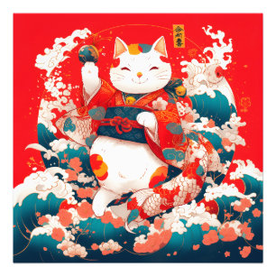 Maneki-Neko, Japanse gelukskat Foto Afdruk