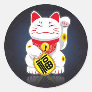 Maneki-neko - Japanse gelukskat Ronde Sticker