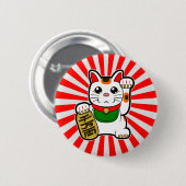 Maneki Neko: Japanse Lucky Cat Ronde Button 5,7 Cm (Voorkant /achterkant)