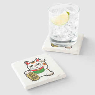 Maneki Neko: Japanse Lucky Cat Stenen Onderzetter
