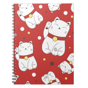 Maneki-Neko kat, Japans doodle patroon. Notitieboek