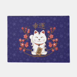 Maneki-neko kat met veel geluk kanji deurmat