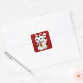 Maneki Neko Kat op Rode Achtergrond Vierkante Sticker (Envelop)
