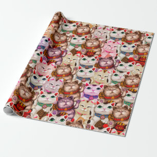 Maneki-neko kattenpatroon cadeaupapier
