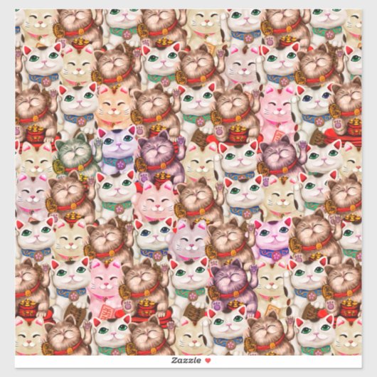 Maneki-neko kattenpatroon sticker (Vel)