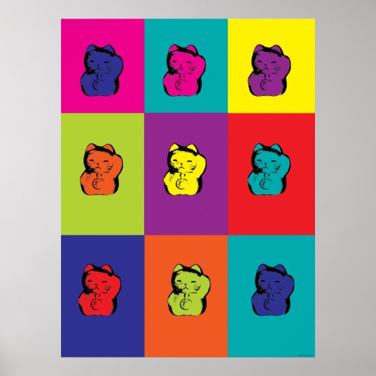 Maneki Neko kitty arc-en-ciel affiche (Devant)