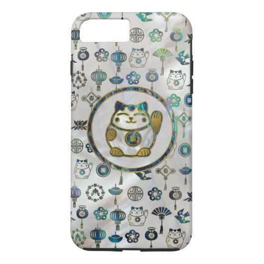 Maneki Neko Lucky cat op parels en op zeeoren Case-Mate iPhone Case (Achterkant)