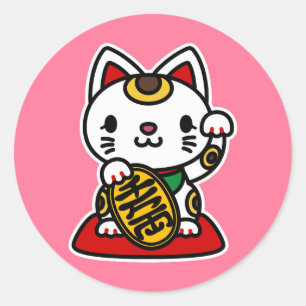 Maneki Neko (Lucky Cat) Ronde Sticker