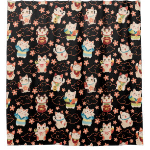 Maneki Neko Lucky Cats Douchegordijn