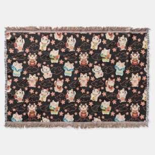 Maneki Neko Lucky Cats Patroon Deken