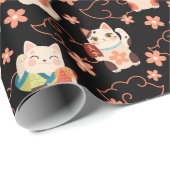 Maneki Neko Lucky Cats Pattern Cadeaupapier (Rol Hoek)