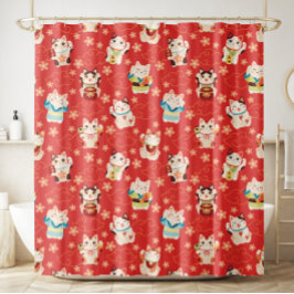 Maneki Neko Lucky Cats Shower Curtain Douchegordijn