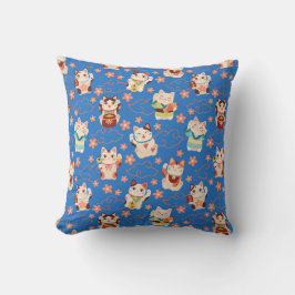 Maneki Neko Lucky Cats Throw Pillow Kussen