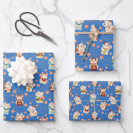 Maneki Neko Lucky Cats Wrapping Paper Set
