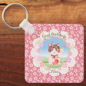 Maneki Neko Lucky Luna Square Sleutelhanger (Voorkant)