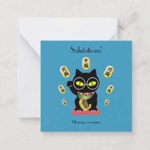 Maneki Neko Lucky Poilue Flat Note Notitiekaartje