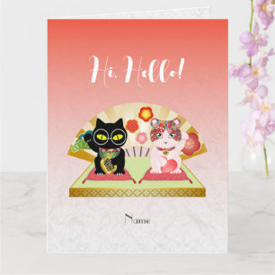 Maneki Neko Lucky Poiluna Gevouwen Groet Kaart