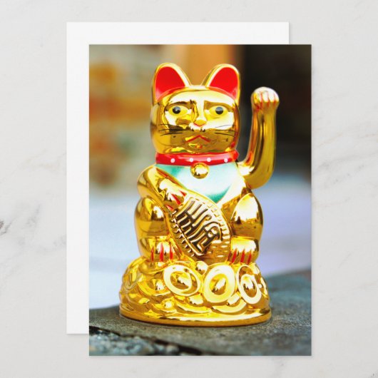 Maneki Neko Lucy Waving Cat Design Kaart (Voorkant / Achterkant)