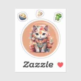 Maneki Neko met bloemen Sticker