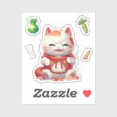 Maneki Neko Orange, Stickers Chat Fortune (Feuille)