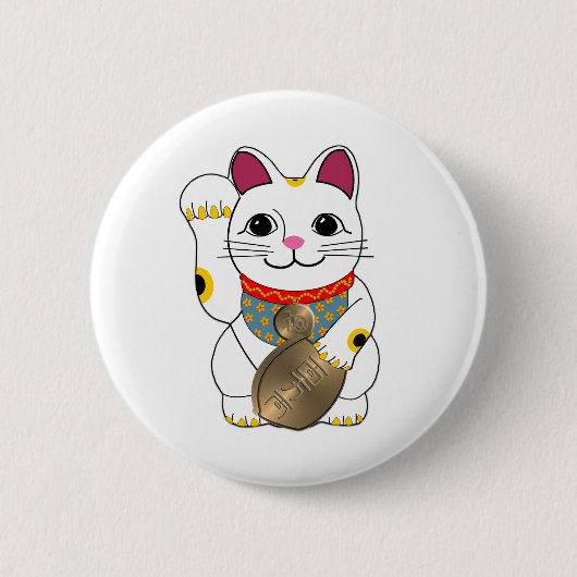 Maneki Neko Ronde Button 5,7 Cm (Voorkant)