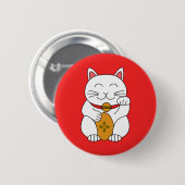 Maneki Neko Ronde Button 5,7 Cm (Voorkant /achterkant)