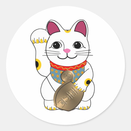 Maneki Neko Ronde Sticker (Voorkant)