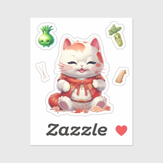 Maneki Neko Sinaasappel, Fortune Cat Stickers (Vel)