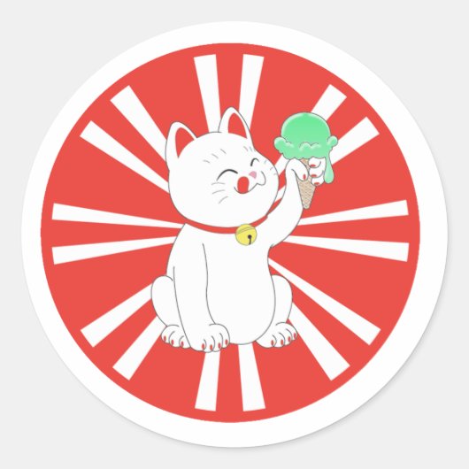 Maneki Neko Tokyo Cat Ronde Sticker (Voorkant)