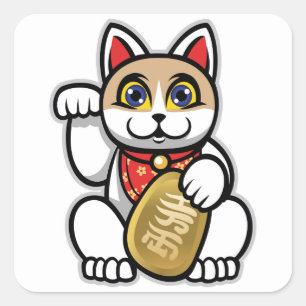 Maneki Neko Vierkante Sticker