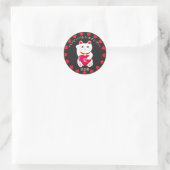 Maneki Neko voor Valentijnsdag Ronde Sticker (Tas)