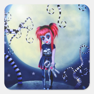 Maneschijn Goth-poppen Vierkante Sticker