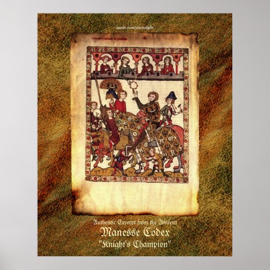 Manesse Codex excerpt Medieval Knight Art Print (Voorkant)